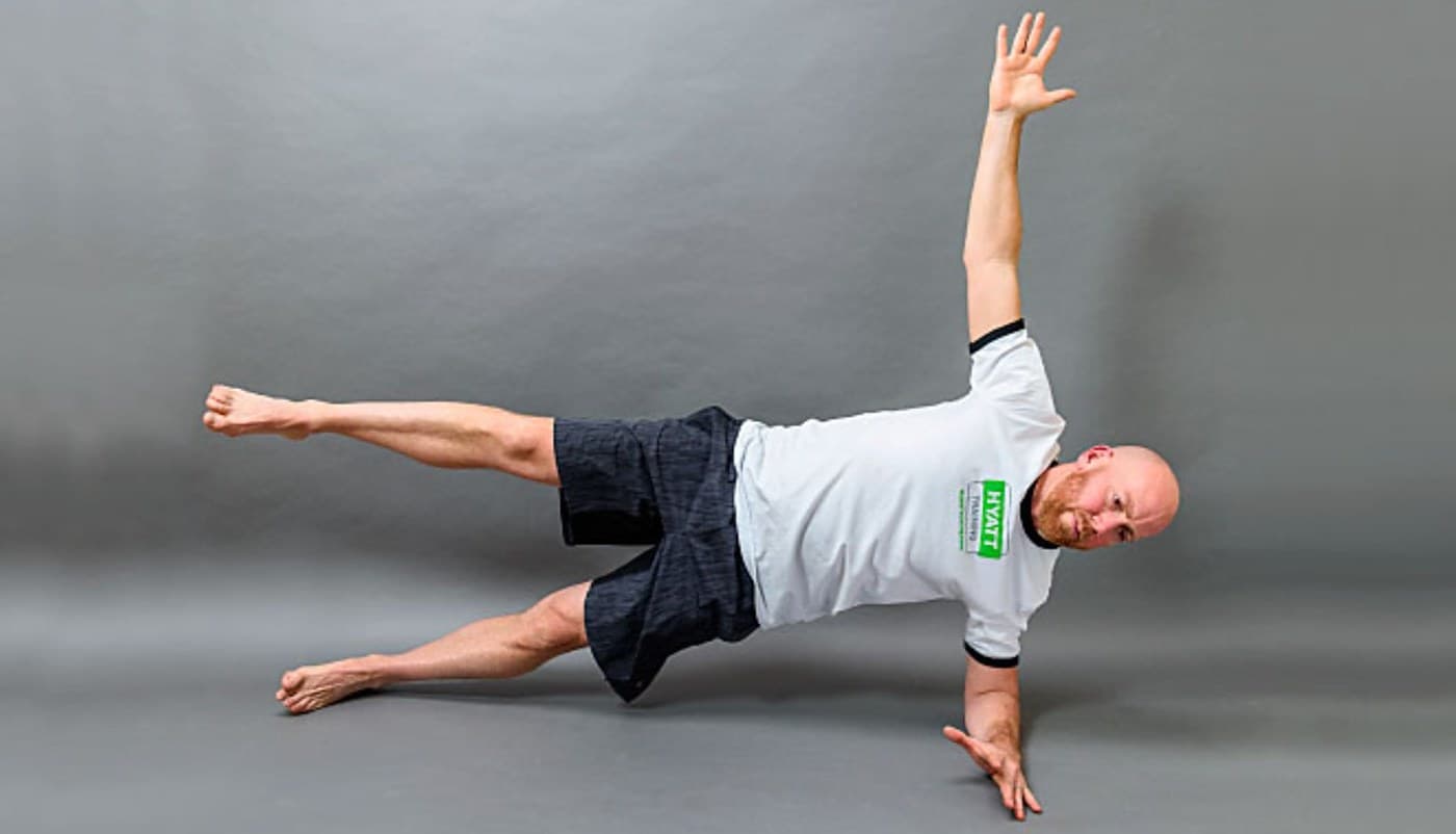Side plank with top leg raised