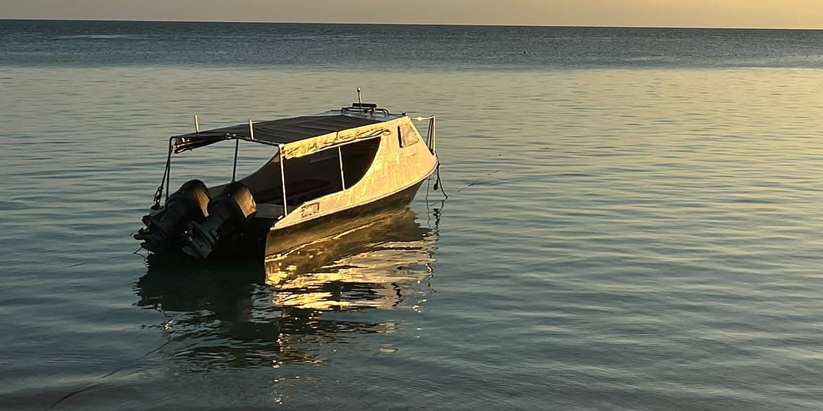 Sunset over a quiet bay in Borneo